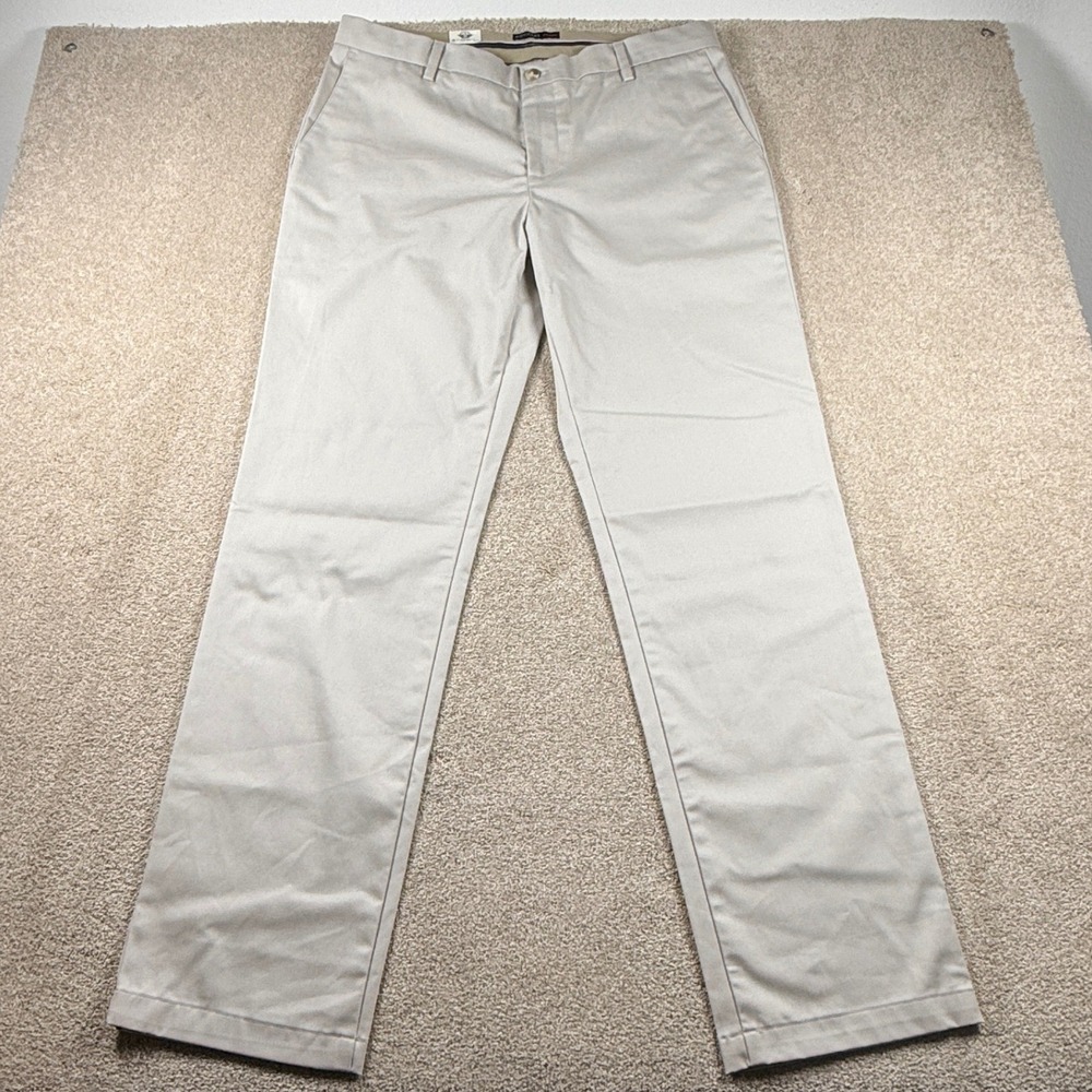 Dockers Signature Khaki Pants Mens 38x34 Beige Straight Fit Lux Cotton Stretch